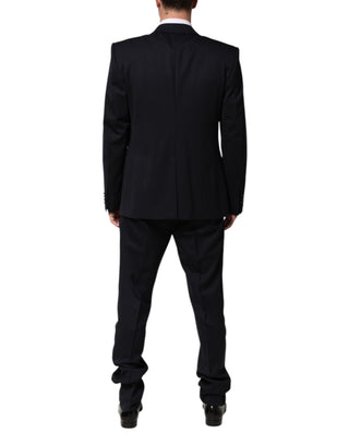 Dark Blue 3 Piece Wool Silk Blend Suit SICILIA