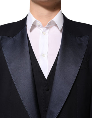Dark Blue 3 Piece Wool Silk Blend Suit SICILIA