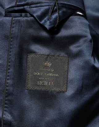 Dark Blue 3 Piece Wool Silk Blend Suit SICILIA