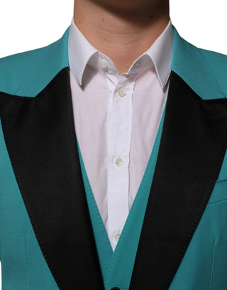Cyan 3 Piece Wool Silk Blend Suit SICILIA