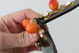 DG4283B Sonnenbrille mit Applikationen aus orangefarbenen Azetatkristallen