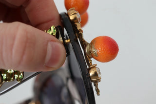 DG4283B Sonnenbrille mit Applikationen aus orangefarbenen Azetatkristallen