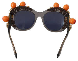 DG4283B Sonnenbrille mit Applikationen aus orangefarbenen Azetatkristallen
