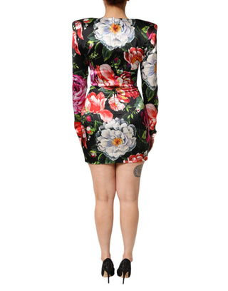Black Floral Fiori Pittorici Bodycon Dress