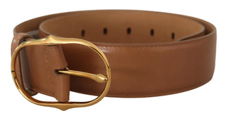 Brauner Ledergürtel mit ovaler Goldschnalle