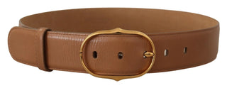 Brauner Ledergürtel mit ovaler Goldschnalle