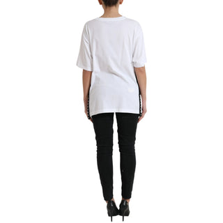 Weißes Baumwoll-T-Shirt mit 2000er-Jahre-Fashion-Print-Logo