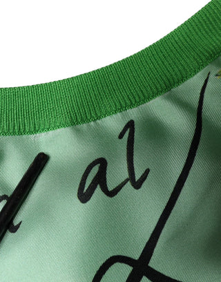 Grüner Pullover mit Zitronenprint aus Seide für Damen