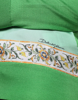 Grüner Pullover mit Zitronenprint aus Seide für Damen