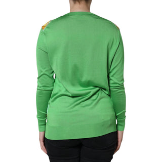Grüner Pullover mit Zitronenprint aus Seide für Damen