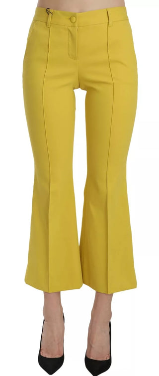 Pantalones Capri de Algodón Amarillos con Corte Acampanado