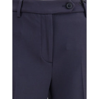Blue Viscose Flared Pants