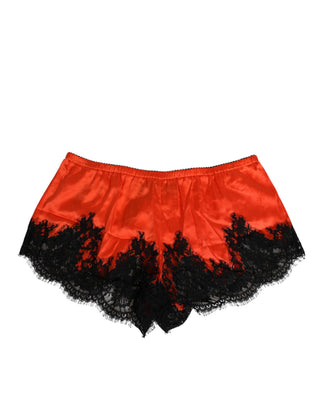 Rote Seidensatin-Spitzen-Shorts Unterwäsche