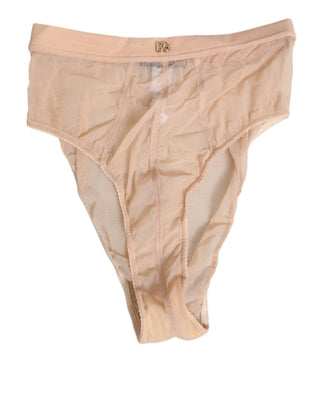 Beige transparente Mesh-High-Waist-Hose Unterwäsche