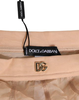 Beige transparente Mesh-High-Waist-Hose Unterwäsche