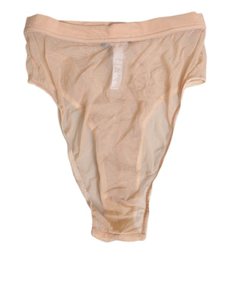 Beige transparente Mesh-High-Waist-Hose Unterwäsche