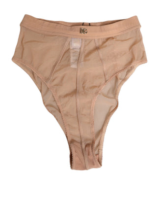 Beige transparente Mesh-High-Waist-Slips Unterwäsche