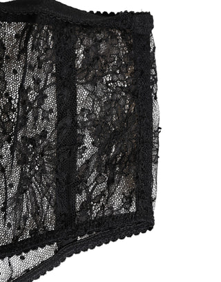 Schwarze Spitzen-Punkte-Mesh-High-Waist-Unterwäsche
