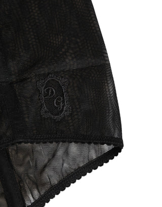 Schwarze High Waist Mesh Shapewear Unterwäsche mit transparenten Einsätzen