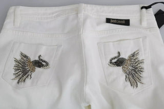 White Cotton Slim Fit Mid Waist Skinny Trouser Jeans