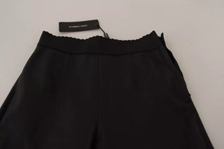 Schwarze Lederhose mit elastischem Bund