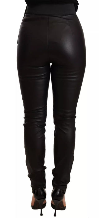 Schwarze Lederhose mit elastischem Bund