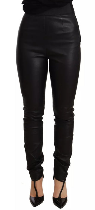 Schwarze Lederhose mit elastischem Bund