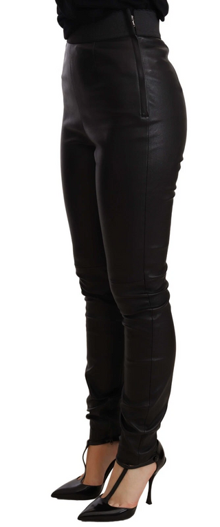 Schwarze Lederhose mit elastischem Bund
