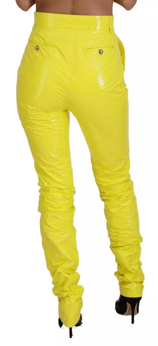 Pantalones ajustados de cintura alta amarillos para mujer