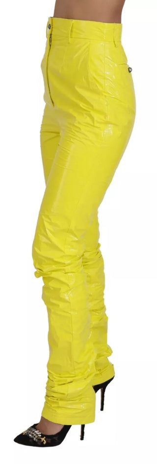 Pantalones ajustados de cintura alta amarillos para mujer
