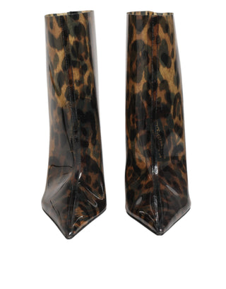 Botas de punta con estampado de leopardo en PVC