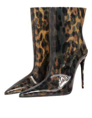 Botas de punta con estampado de leopardo en PVC