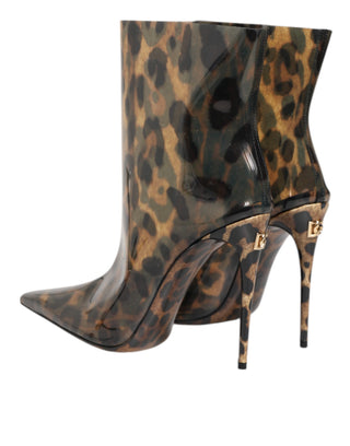 Botas de punta con estampado de leopardo en PVC