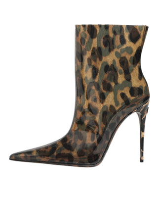 Botas de punta con estampado de leopardo en PVC