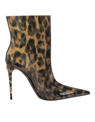 Botas de punta con estampado de leopardo en PVC
