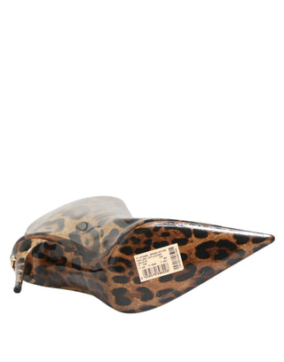 Leopard Print PVC Pointed Toe Boots Shoes
