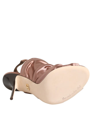 Bronze Satin Geraffte Slingback-Sandalen Schuhe
