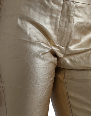 Gold High Waist Skinny Women Metallic Pants