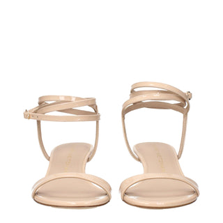 Beige Leather Stiletto Heel Sandals