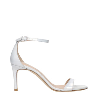 White Leather Stiletto Heel Sandals