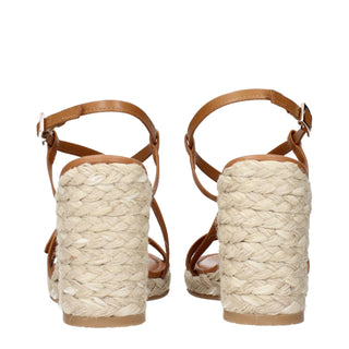 Brown Leather Wedge Sandals