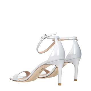 Sandalias de tacón de aguja de cuero blanco