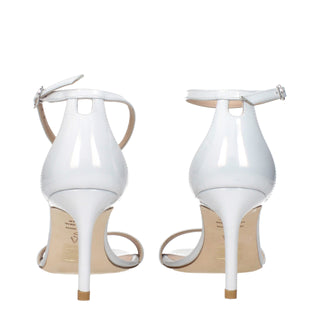 Sandalias de tacón de aguja de cuero blanco