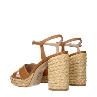 Brown Leather Platform Sandals