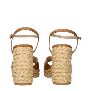 Brown Leather Platform Sandals