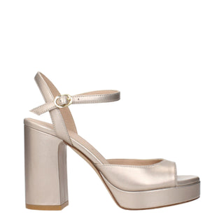Sandalias con plataforma de cuero beige