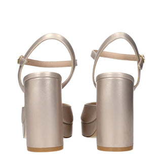 Sandalias con plataforma de cuero beige