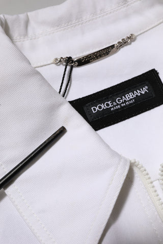 White Barcode Patch Utility Zip Jumpsuit Pants