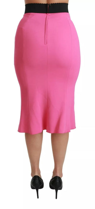 Rosa Bleistiftrock mit hoher Taille
