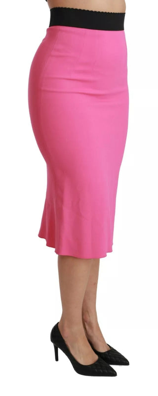 Rosa Bleistiftrock mit hoher Taille